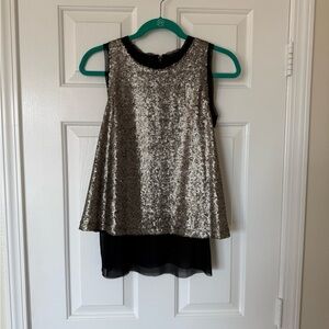 Xhilaration Black and Silver Sequin Top